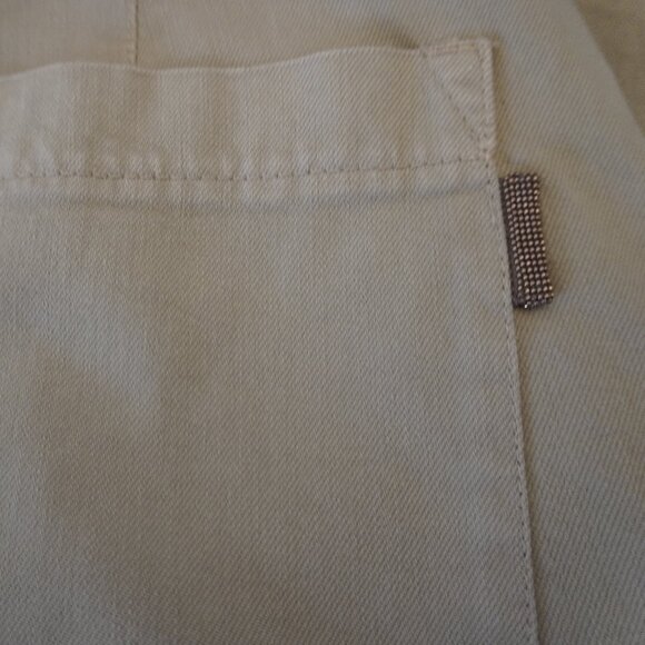 Brunello Cucinelli Monili Jeans Khaki Twill Denim Wide Leg High Waist Size 8 - Picture 11 of 12